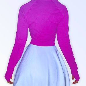 FABLETICS FUCHSIA HOT PINK HOT PURPLE LONG SLEEVE CROP TOP WITH THUMB HOLES